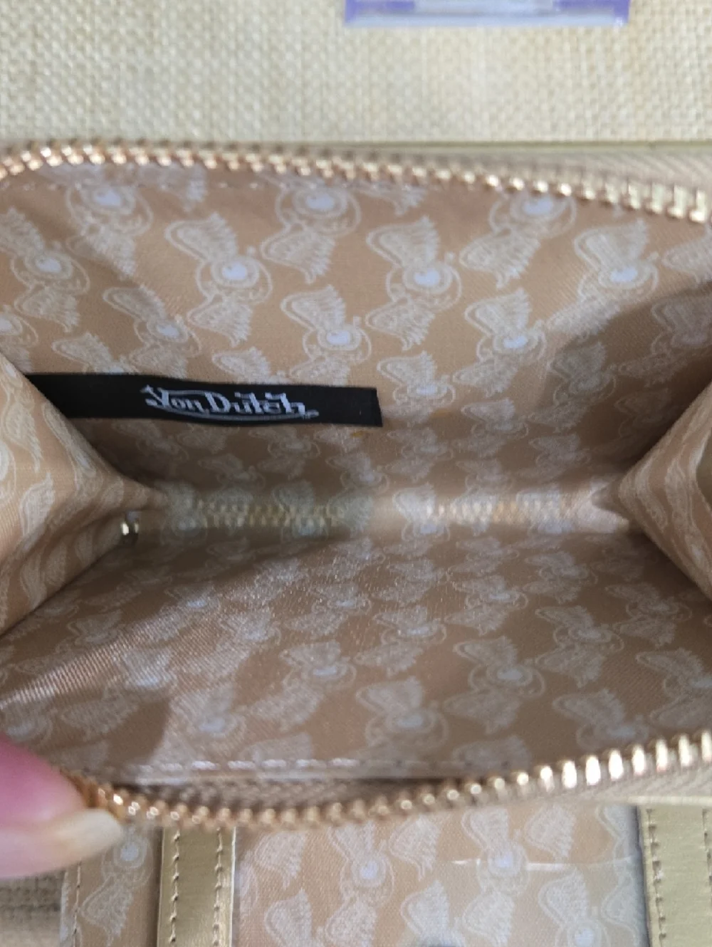 Von Dutch Shiny Gold Perforated Zip-Around Wallet